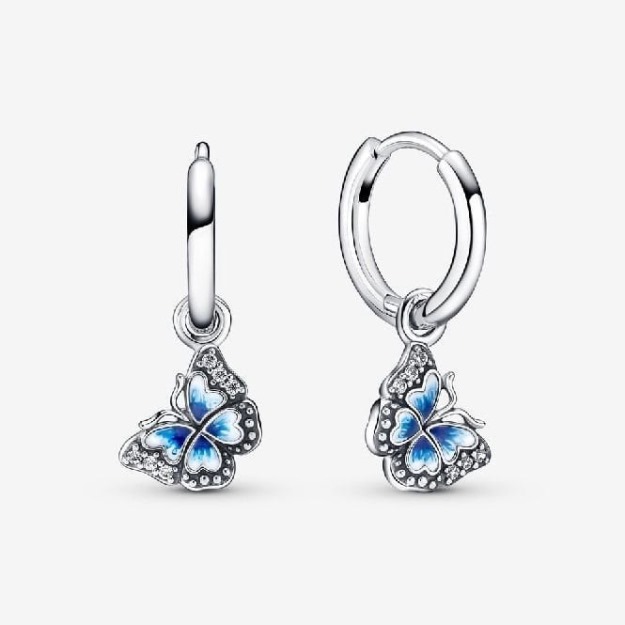 Blue Butterfly Hoop Earrings UK Pandora