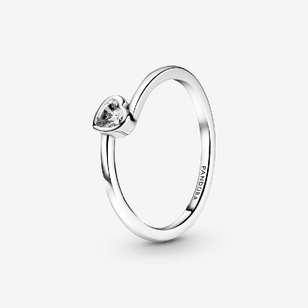 Clear UK Pandora Tilted Heart Solitaire Ring