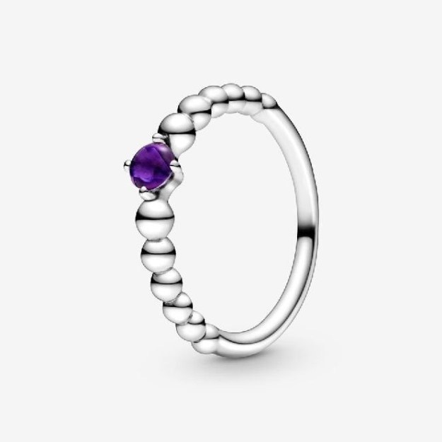 February Birthstone Beaded Brand Ring UK Pandora