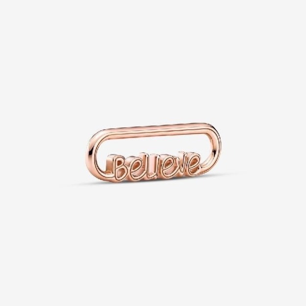 ME Styling Rose Gold Believe Word Chain Link UK Pandora