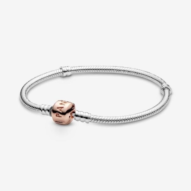 Moments UK Pandora Brand Snake Chain Bracelet with Rose Clasp
