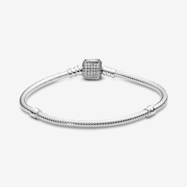 Moments Sparkling UK Pandora Brand Pave Clasp Snake Chain Bracelet