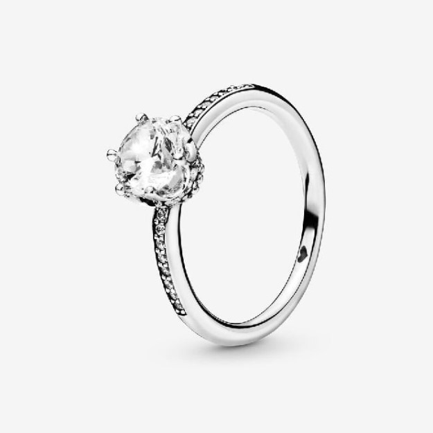 UK Pandora Clear Sparkling Crown Solitaire Ring