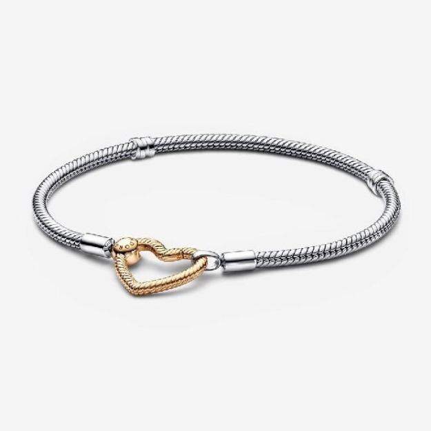 UK Pandora Moments Heart Closure Snake Chain Bracelet