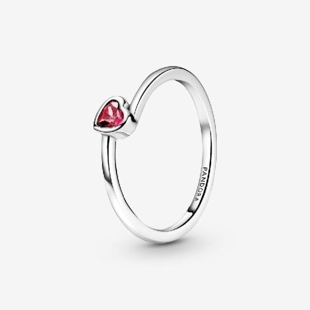 Red Tilted Heart UK Pandora Solitaire Ring