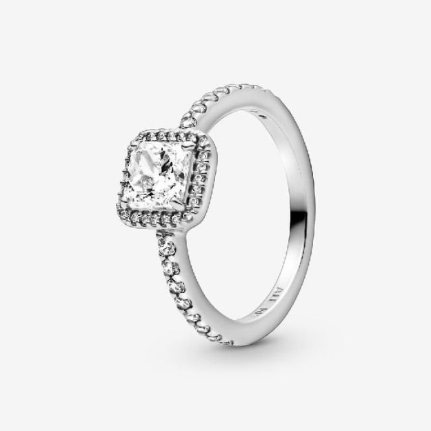 Rose Fashion Square Sparkle Halo Ring UK Pandora