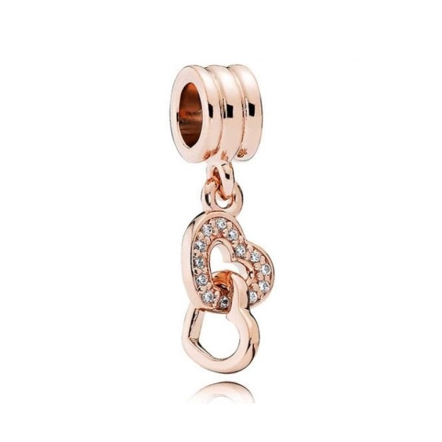 Rose Interlocked Hearts Dangle Charms UK Pandora