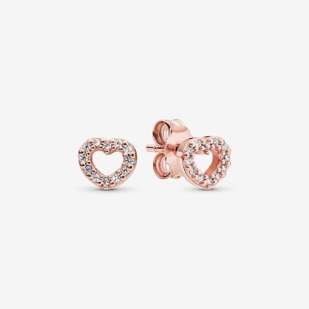 Rose Open Heart Stud Earrings UK Pandora