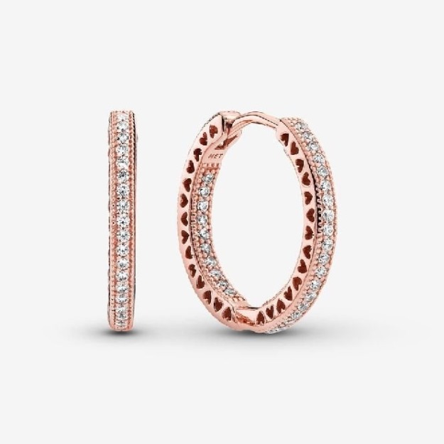 Rose Sparkle & Hearts Hoop Earrings UK Pandora