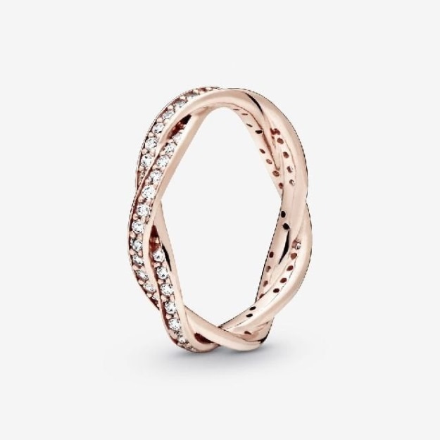 Rose Sparkling Twisted Lines Ring UK Pandora