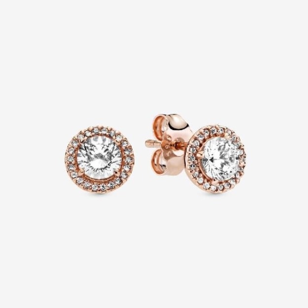 Round Sparkle Halo Stud Earrings UK Pandora