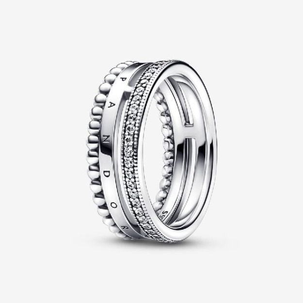 Signature Logo UK Pandora Pave & Beads Ring