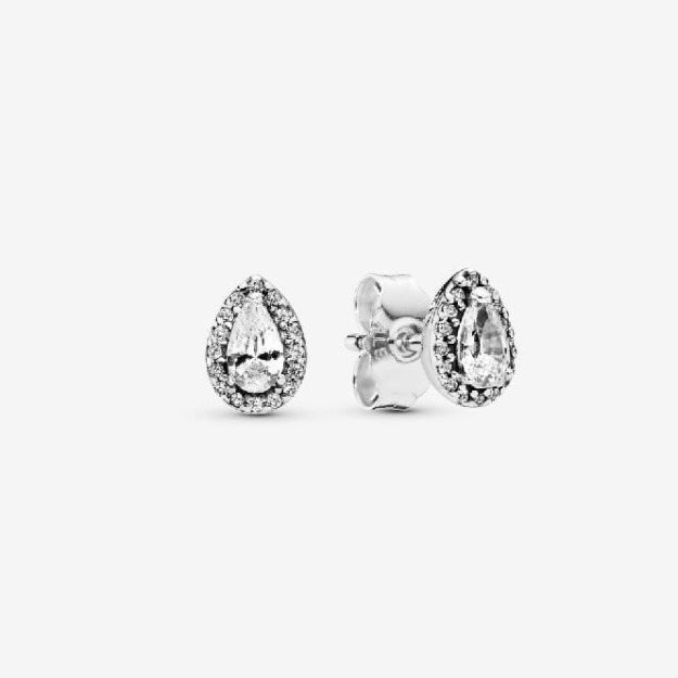 Sparkling Teardrop Halo Stud Earrings UK Pandora