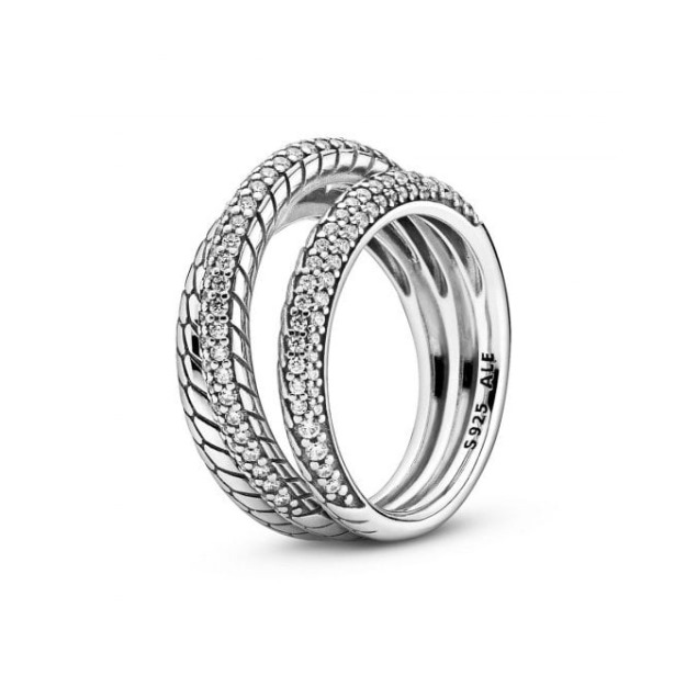 Triple Band Pave Snake Brand UK Pandora Chain Pattern Ring