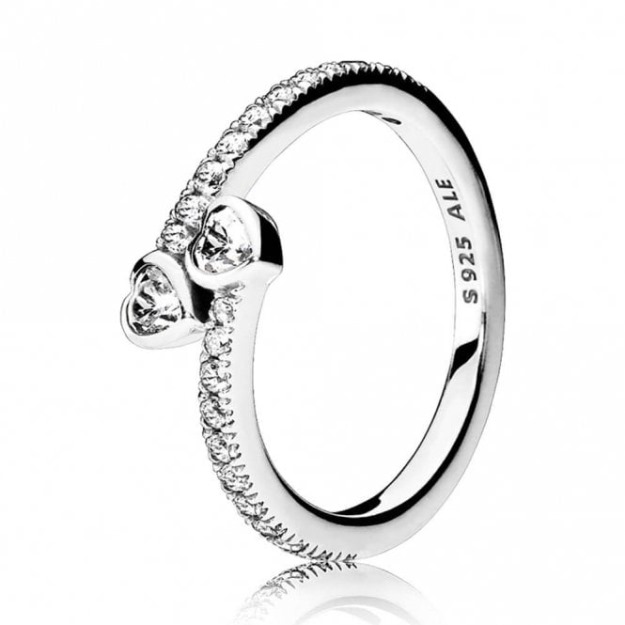Two UK Pandora Brand Sparkling Hearts Ring