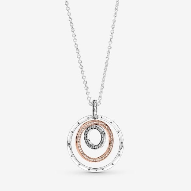 Two-Tone Circles Pendant Necklace UK Pandora